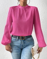 Puffärm elegant enfärgad blus